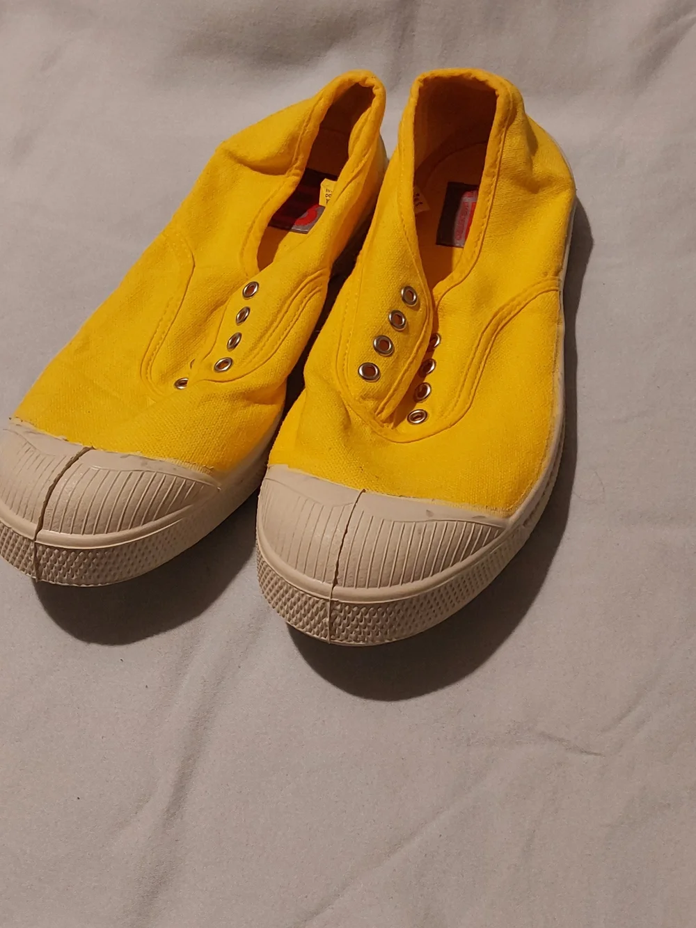 Kids Bright Yellow Slip-On Canvas Sneakers with Cream Toe